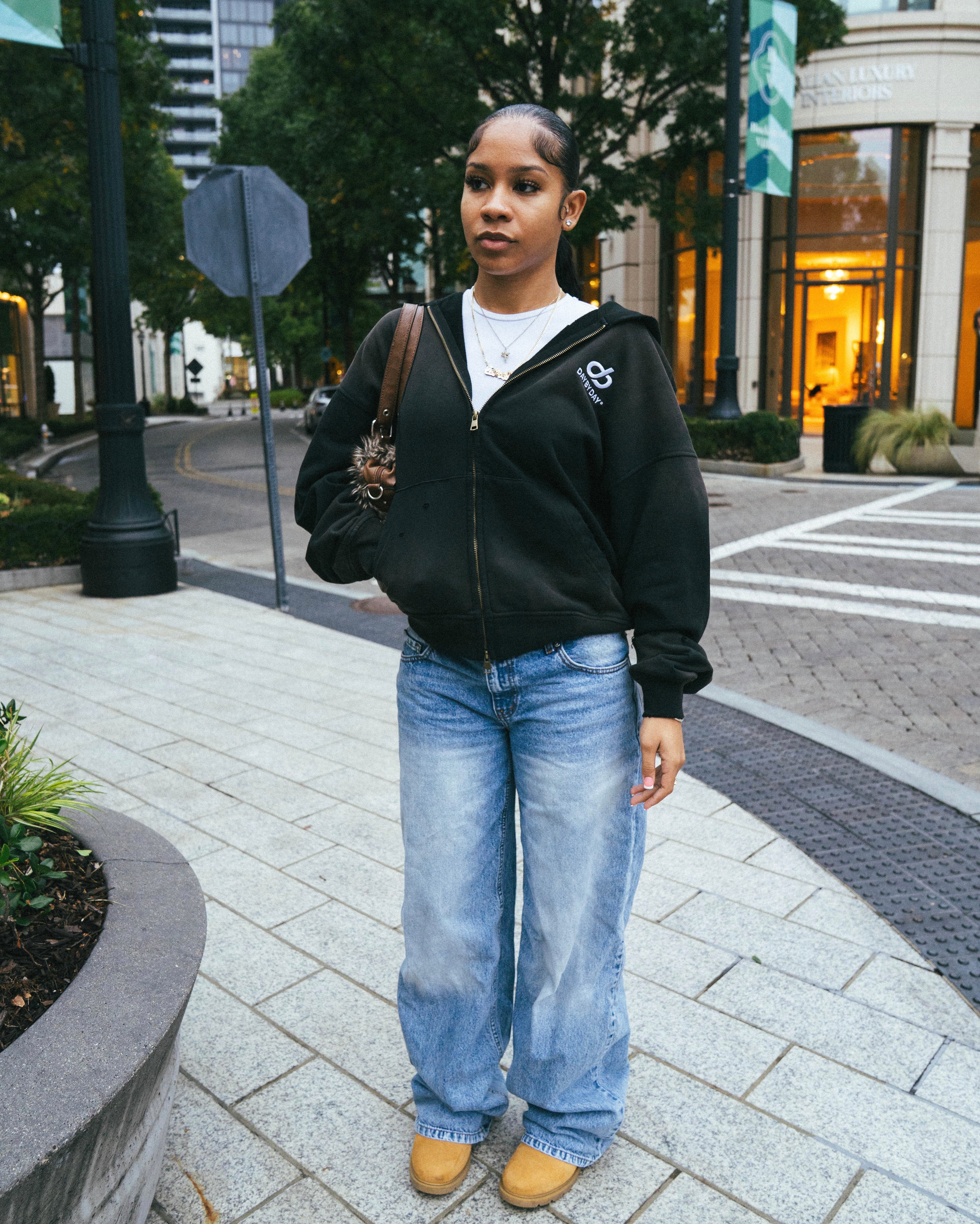 Distressed Zip Up Hoodie